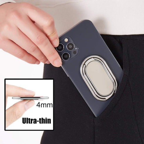 Phone Ring Holder, Foldable Finger Kickstand with 360° Rotation Metal Grip for Magnetic Car Mount Compatible with