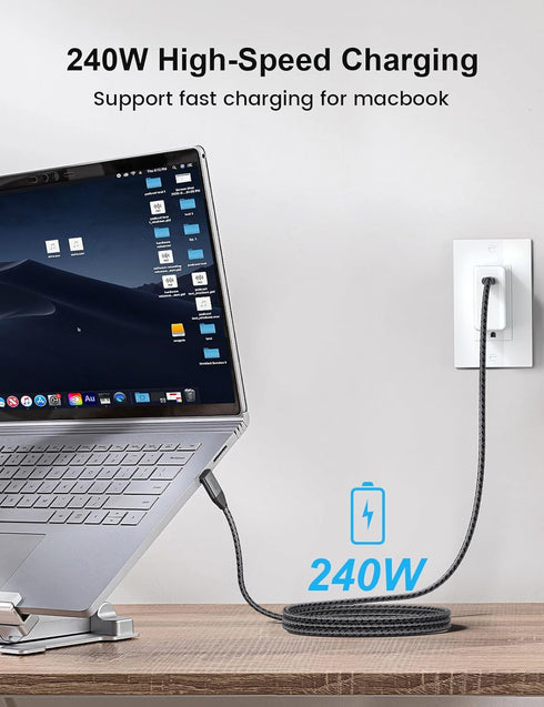 XAOSUN USB C to USB C Cable, 90 Degree USB C 3.2 Cable 20Gbps Data Transfer 4K Video Monitor Cable Right Angle 240W Fast Charging for Thunderbolt 3 MacBook iPad ROG Ally Samsung iPad 3.3ft