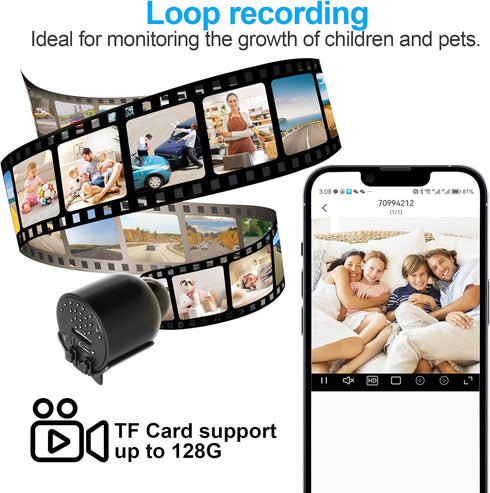 Smallest Wireless WiFi Camera, HD1080P Mini Security Camera with Night Vision, Motion Detection, Cloud Storage