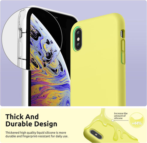 SURPHY Liquid Silicone Case for iPhone Xs and iPhone X, Thickened Microfiber Lining, Yellow