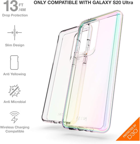 Gear4 Crystal Palace Iridescent Case for Samsung Galaxy S20 Ultra, Advanced Impact Protection by D3O