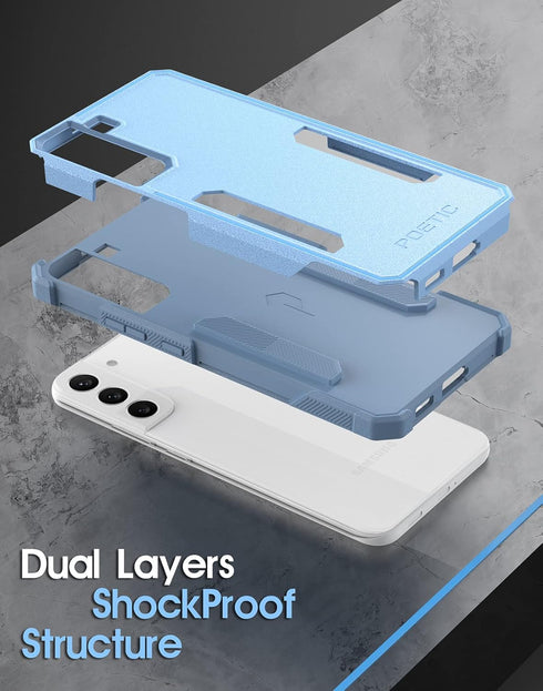 Poetic Neon Series Case for Samsung Galaxy S22 Plus 5G, Sky Blue, Dual Layer Heavy Duty Slim Shockproof Cover