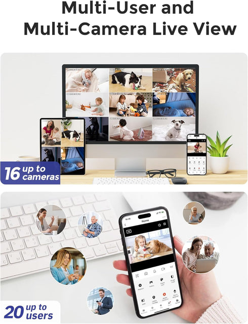 Hugolog 3K 5MP Indoor Security Camera with Auto-Focus, Ideal for Baby Monitor/Pet Camera, Starlight Night Vision, AI