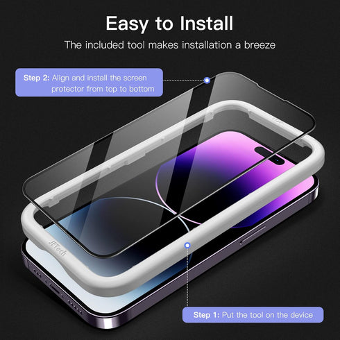 JETech Full Coverage Screen Protector for iPhone 14 Pro Max 6.7-Inch, Black Edge Tempered Glass Film, HD Clear,