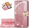 Wallet Flip Case for Xiaomi Redmi 9A, PU Leather, Diamond Butterfly 5, Magnetic Card Slots, Cash Wallet/Purse, Wrist