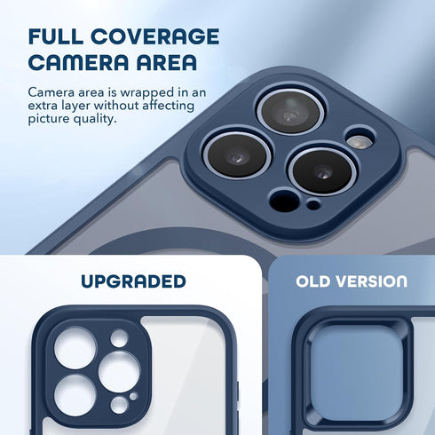 TIESZEN iPhone 15 Pro Max Case - Dark Blue, Dustproof, MagSafe Compatible, 9H Tempered Glass & Privacy Screen