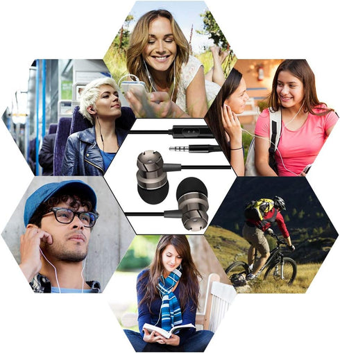3 Packs Earphones with Remote & Microphone, In-Ear Stereo Sound, Noise Isolating for Smartphones, Laptops, Gaming