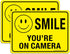 (2 Pack) Faittoo Smile You're On Camera Sign, Reflective 10x7 Rust Free Aluminum for Indoor & Outdoor Use