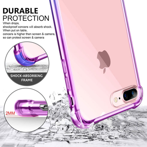 GeekZone iPhone 8 Plus/7 Plus Case, Colorful Shock Absorption Technology with Hard Back Panel (Bluepurple)