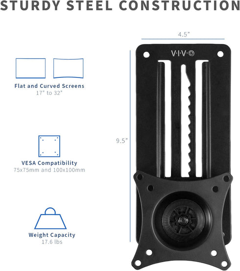 VIVO Height Adjustable 17 to 32 inch Single Monitor Articulating Wall Mount for Standing Workstations