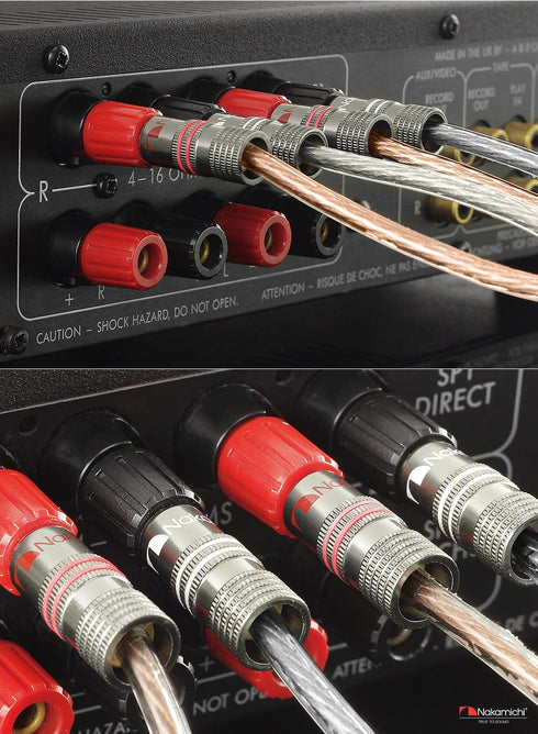 Nakamichi Ultimate Series 24K Gold Plated Beryllium Red Copper Banana Plug, 12-18 AWG Gauge Size, 4mm Connector, 10 Pcs