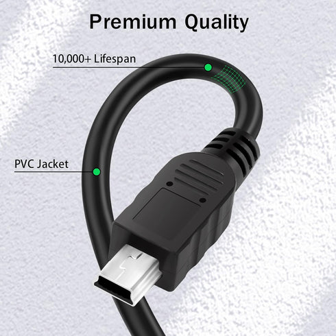 2 5-Pin PS3 MP3 Kxable USB C to Mini USB Cable Feet, USB C to Mini Charging & Sync Data Cord, Compatible with Texas