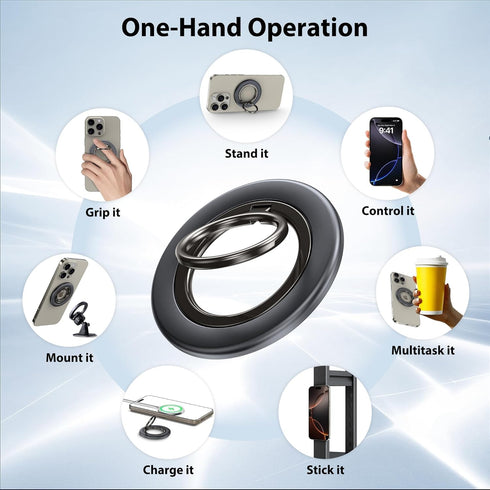 CreaDream 2PC 360 16 15 14 13 Magnetic Phone Ring Holder for MagSafe, Rotation Magnet Cell Phone Finger Ring Grip