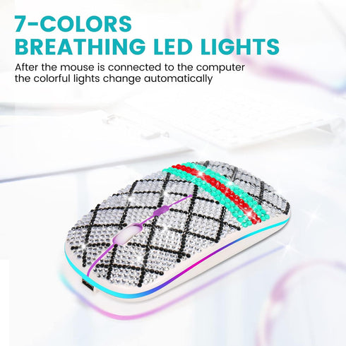 Wireless Mouse, 2.4Ghz Optical Silent Mice with RGB Colorful Luminous, Dual Mode for Computer/Win/Mac/Linux
