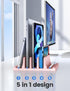 Vaydeer 3-Slot Vertical Laptop Stand Made of Premium ABS Plastics 5 in 1 Design Space-Saving Adjustable Desk Organizer for All MacBook/Chromebook/Surface (Pink)
