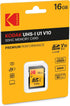 KODAK Premium Memory Card 16GB, 85MBs Read Speed, 25MBs Write Speed for Full HD Video and High-Resolution Pictures, Compatible with SDHC and SDXC Standards - EKMSD16GHC10K