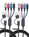 seynli (2-Pack) 6-in-1 Multi Charging Cable 6ft, Compatible with iPhone, USB-C, Micro USB - Multi End Charging