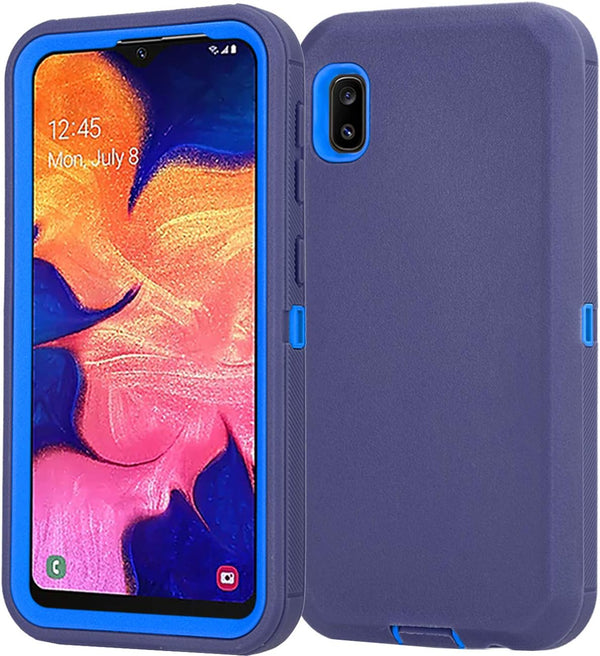 Galaxy A10E Case with Built-in Screen Protector, Tri-Layer Heavy Duty Full-Body Shock Absorption Cover (Navy)