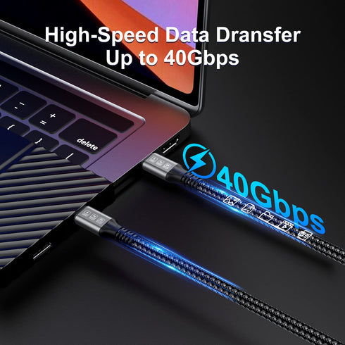 240W Thunderbolt 4 Cable 3ft, USB C Monitor Cable for 40Gbps Data Transfer and 8K/Dual 4K Video Compatible with