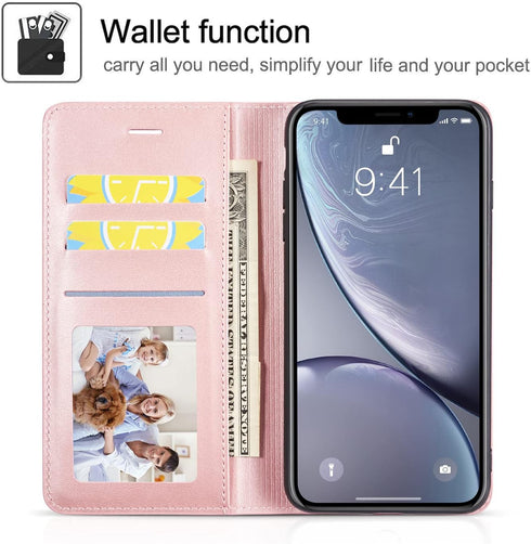 QLTYPRI Premium PU Leather Case for iPhone XR (6.1 inch) with Card Holder, Kickstand, Shockproof Flip Folio Wallet -