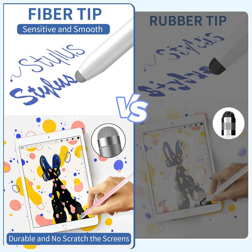 4PCS Stylus Pens for Touch Screens, Precision Double Fiber Tips, Compatible with Apple iPad/iPhone/Android/Tablets