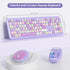Typewriter Wireless Keyboard and Mouse Combo, 2.4G Office 104 Keys Retro Punk Keyboard, Cute Purple Silent Keyboard