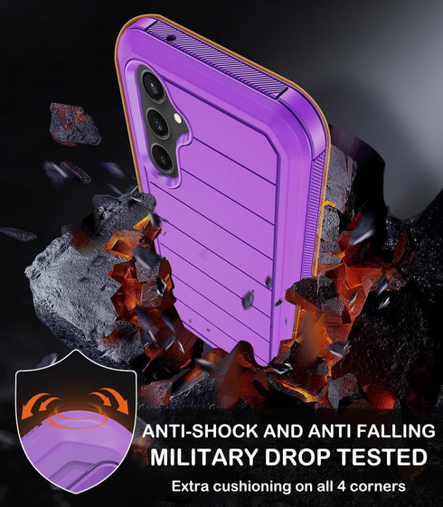 Heavy Duty Shockproof Drop Protection Case for Samsung Galaxy S24 with Belt Clip Holster & Kickstand, Built-in Screen