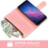 Asuwish Cloud Mobile Stratus C7 Wallet Case with Flower Design, Tempered Glass Protector, and Card Holder - Rose Gold.