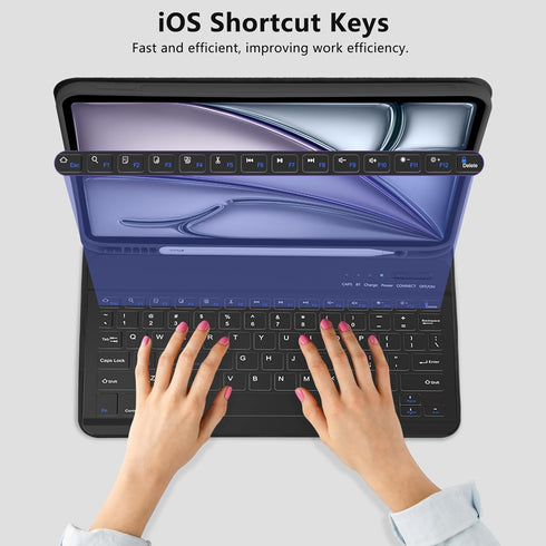 FUWANG Keyboard Case for iPad Air 11 inch (M2) 2024 & 10.9 inch for iPad Air 5th 4th Generation, Detachable Bluetooth