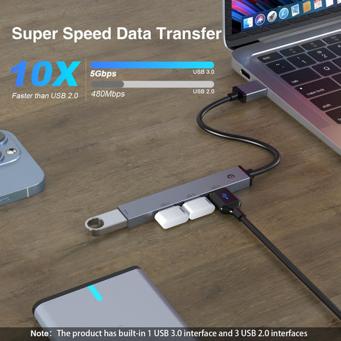TOTU 4 3.0 2.0 3 5Gbps Docking Station, USB A Hub, Ports USB A + USB A * Docking Station - Data Transfer, Compatible