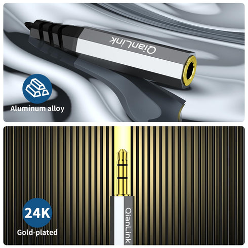 QianLink 3.5mm Headphone Splitter, 1ft Male to 2 Female Ports for PS4, PS5, Xbox, Switch, PC, Phone & Tablet.