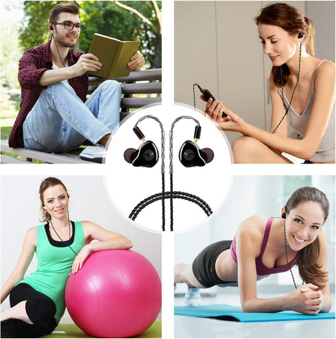in Ear Monitor Headphones, HiFi Stereo IEM Earphones, Dynamic Dual Driver Wired Earbuds with Detachable Cable, Noise