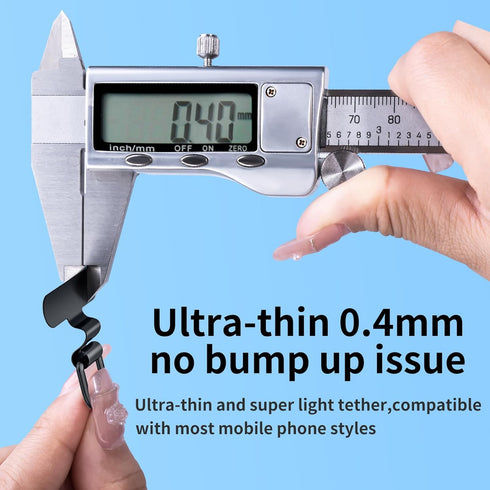 saxsion Phone Charm Holder, Mini Metal Tether Tab - Ultra Thin Stainless Steel Lanyard Patch for iPhone, Universal