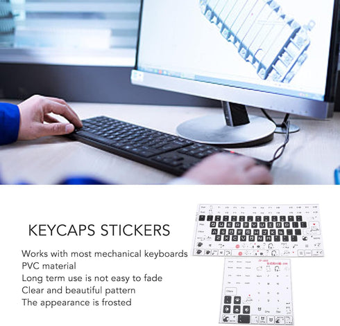 Hilitand Universal Desktop Computer Keyboard Sticker for 84 to 108 Key Keyboard,JP-603 PVC Frosted DIY Mechanical Keyboard Sticker,Gaming Keyboard Keycap Sticker