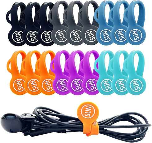 SUNFICON 18 Pack Magnetic Cable Clips, Earbuds Organizers, USB Cable Manager, Bookmark Clips for Whiteboard, Fridge