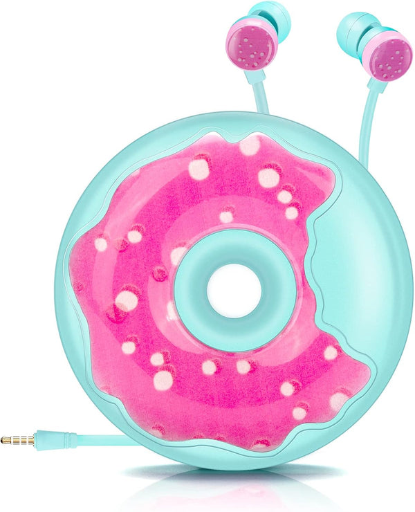Cute Donut Earbuds for Kids, Wired Earbud & in-Ear Headphones with Microphone and Lovely Storage Case for School Girls