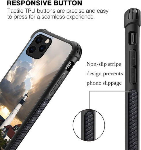 CARLOCA Shockproof Anti-Scratch Hard Acrylic Case for iPhone 13 Pro, Lighthouse Beacon Clouds Identity Graphic Design