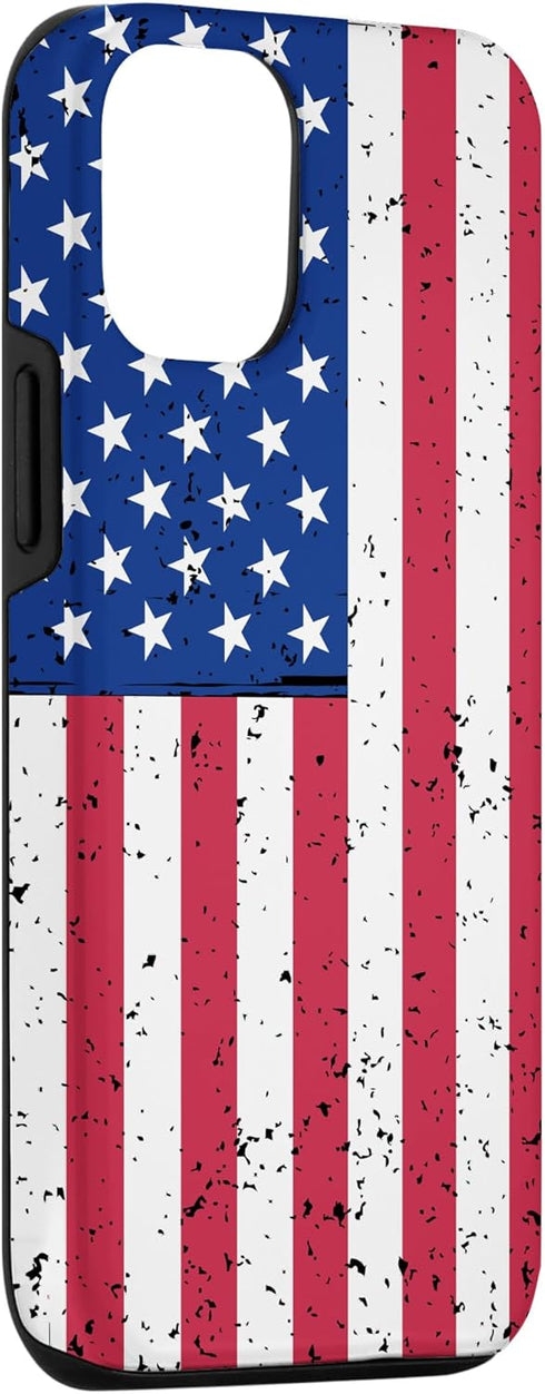 Vintage American Flag Phone Case for iPhone 12/12 Pro - Red, White, and Blue US Flag Design