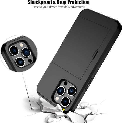 Nvollnoe iPhone 14 Pro Max Case: Heavy Duty Dual Layer Shockproof with Card Holder, Slim Wallet Case for Women & Men -
