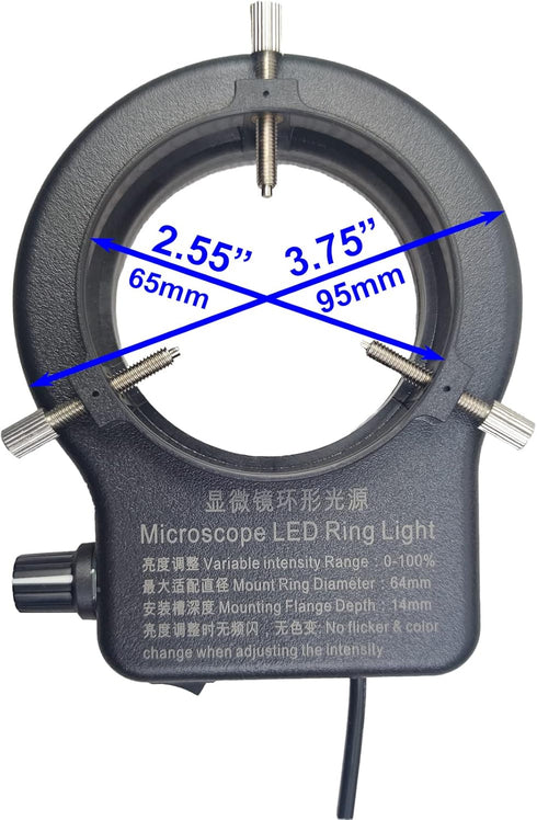 USB LED Ring Light Illuminator, 144 64 LED Adjustable Lamp for Monocular Binocular Trinocular Stereo Microscope