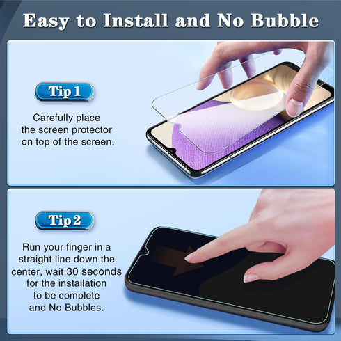 Samsung Galaxy A32 5G / M12 Tempered Glass Screen Protector 3-Pack, 9H Hardness, Bubble-Free, Easy Installation
