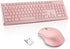 Wireless Silent Keyboard Mouse Combo, Ultra-Slim USB Set with Water-Dropping Keycaps, 12 Shortcuts, 2.4GHz Connection