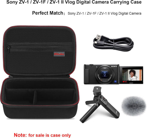Elonbo Carrying Case for Sony ZV-1 / ZV-1F / ZV-1 II Vlog Digital Camera, Bluetooth Grip Accessory, Black
