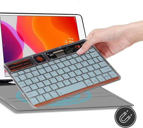 Bluetooth Keyboard for iPad, 10-inch Wireless Keyboard for PC Tablet Phone, Rechargeable Multi-Device RGB Backlit