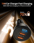 power-7 2 Pack 70W 3-Port 17/Air/16/15/14/13/12 S25/S24/S23, USB C Car Charger, PD/QC Fast Charging Cigarette Lighter