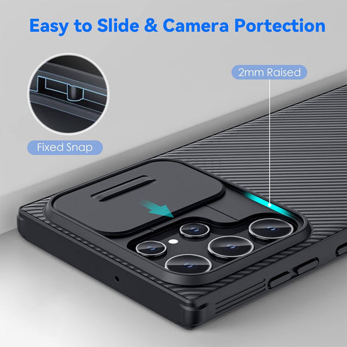 CloudValley Case for Samsung Galaxy S22 Ultra, Slide Camera Cover, Hard PC Back & Soft Bumper, Slim Shockproof