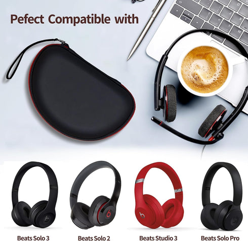 Hard Shell Travel Case Compatible with Beats Studio Pro/Beats Studio3/ Beats Solo 3 2 Bluetooth On-Ear Headphones (BLACK)