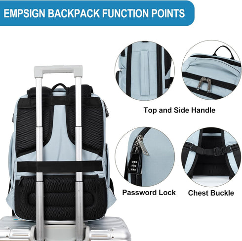 EMPSIGN Travel Backpack for Women, Large Carry On Airline Approved Personal Item Bag, 17 inch TSA Friendly Laptop