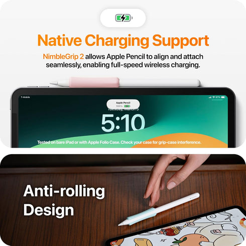 UPPERCASE 2 2 NimbleGrip Premium Ergonomic Grip, Compatible with Apple Pencil and Apple Pencil USB-C (Open Side