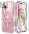 FNTCASE iPhone 15 Case: Rugged Shockproof Bumper, Military Grade Drop Protection, Anti-Yellowing, 6.1" Clear PinkRing.